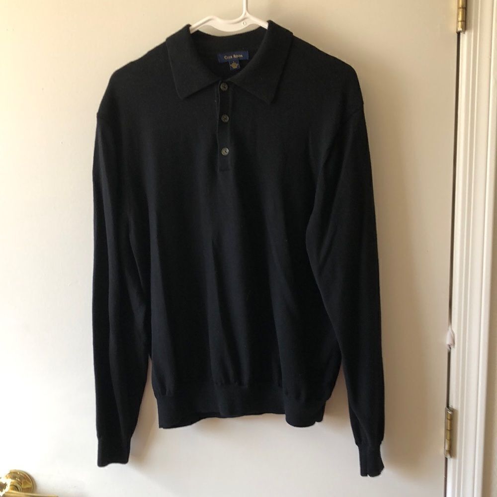 Club Room Marino Wool Sweater Size L Black GUC